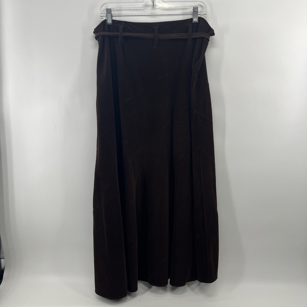 JM Collection Corduroy Maxi Skirt Sz 14 Chocolate Brown Stretch Cowgirl Western - Picture 6 of 12